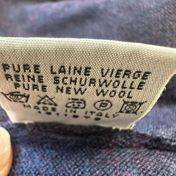 Biella Black Purple Blue Mock Turtle Neck Pure Italian Wool Sweater - Men XXL - Picture 4 of 7